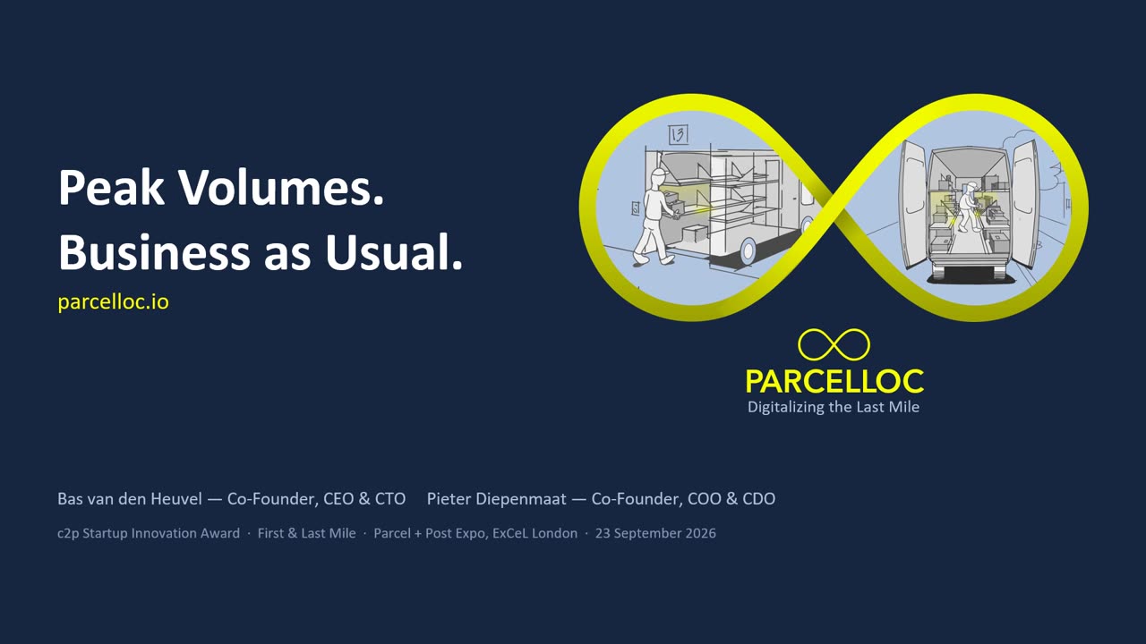 Slide 1 of the PARCELLOC pitch
